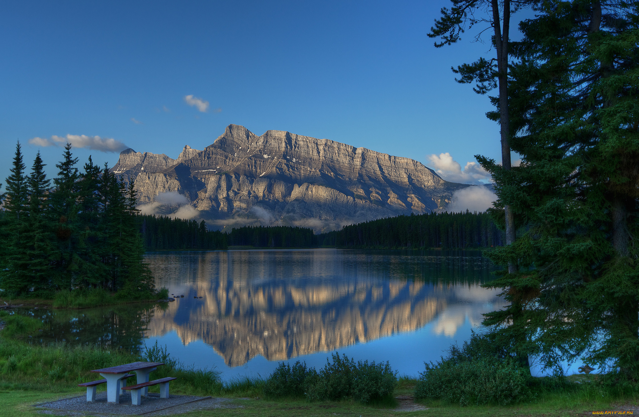 two, jack, lake, banff, national, park, canada, , , , , , , , , , mount, rundle